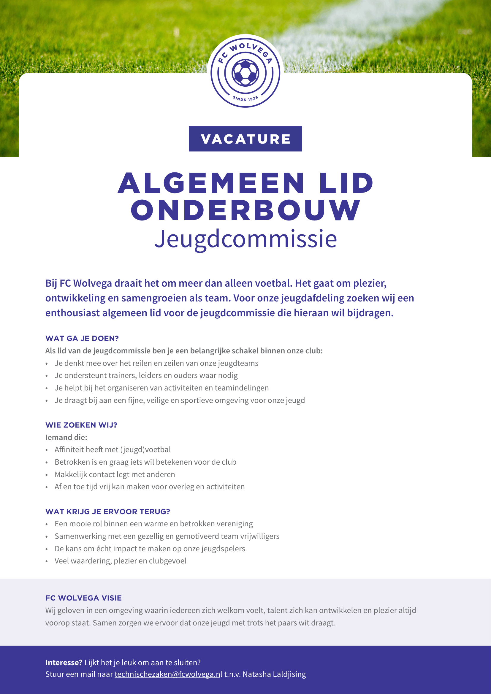 Vacature alert jeugd: Algemeen lid onderbouw & jeugdtrainers