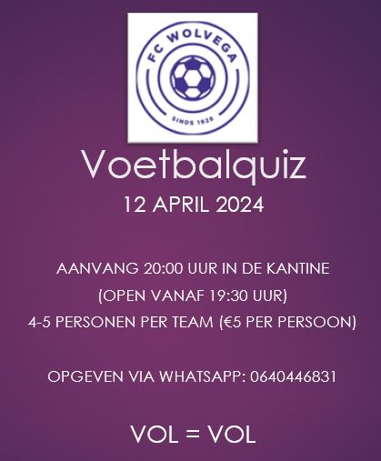 Nu aanmelden voor de Voetbalquiz op 12 april