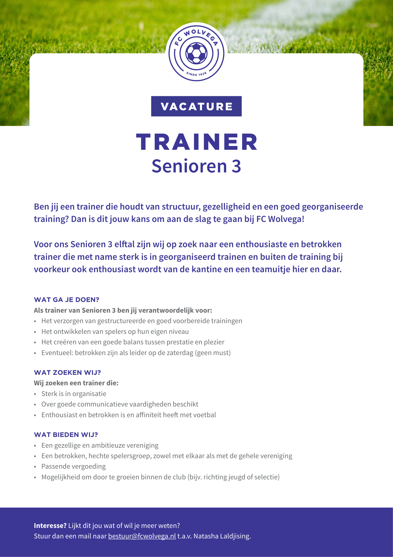 Vacature alert: Trainer FC Wolvega 3