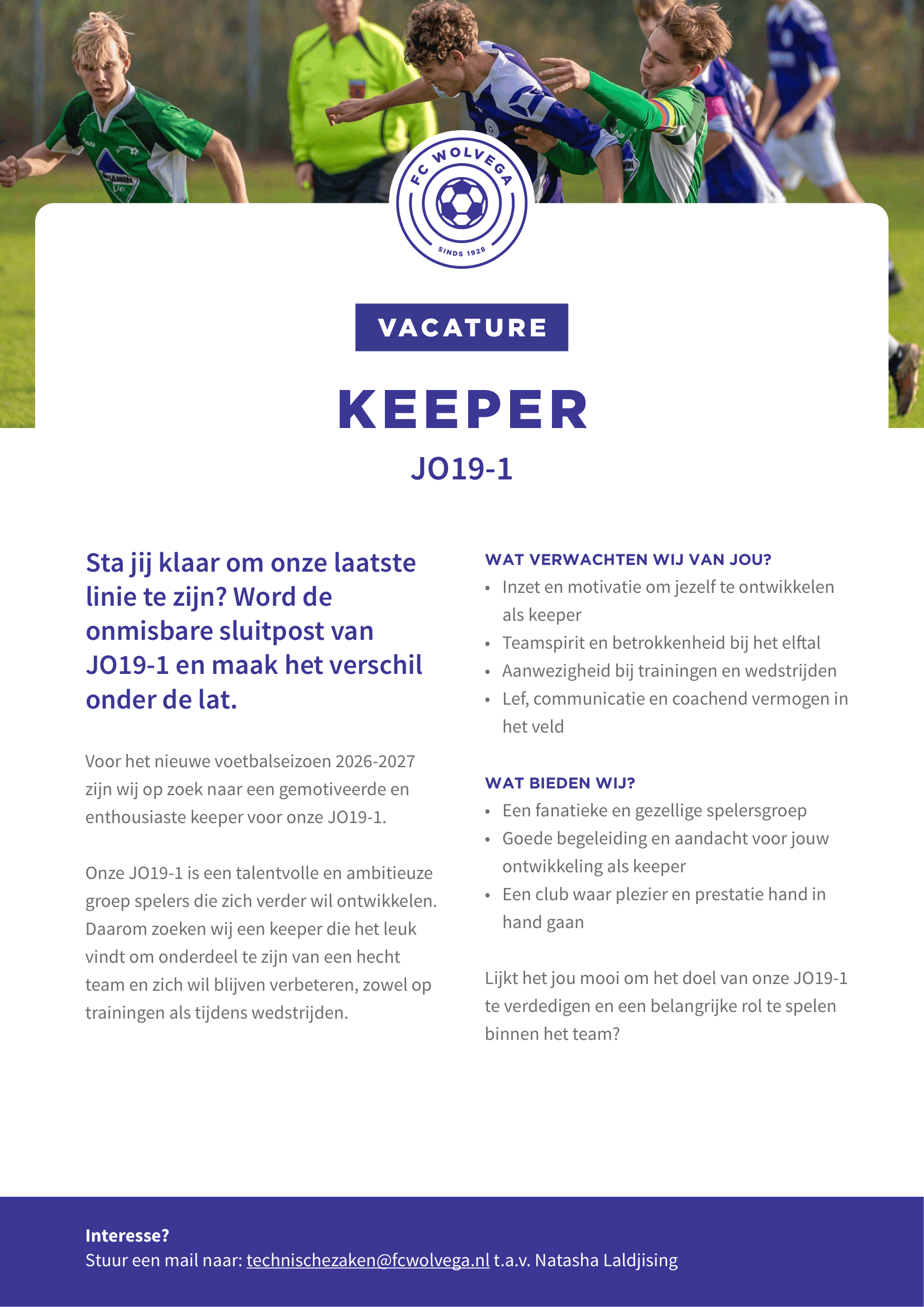 Vacature: keeper JO19-1