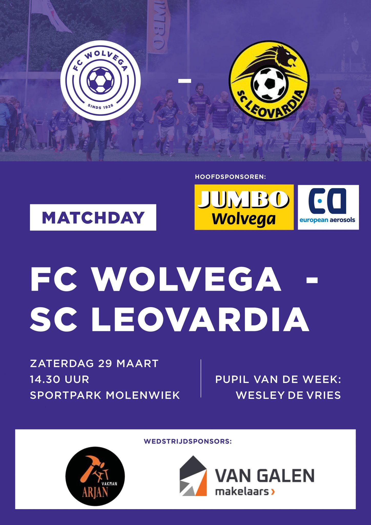 Zaterdag 29 maart FC Wolvega 1 - SC Leovardia 1