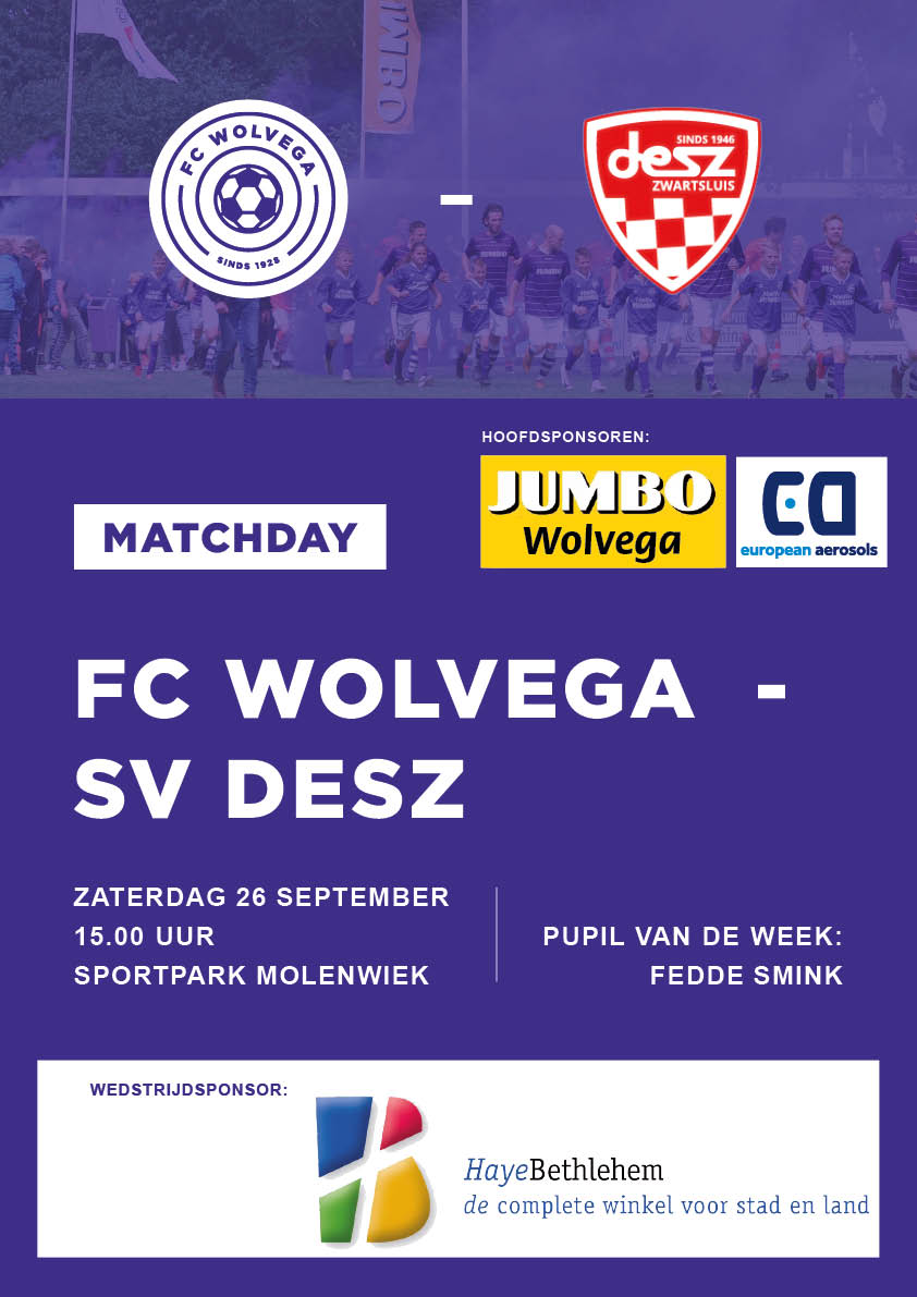 Zaterdag 26 sept FC Wolvega 1 - DESZ 1