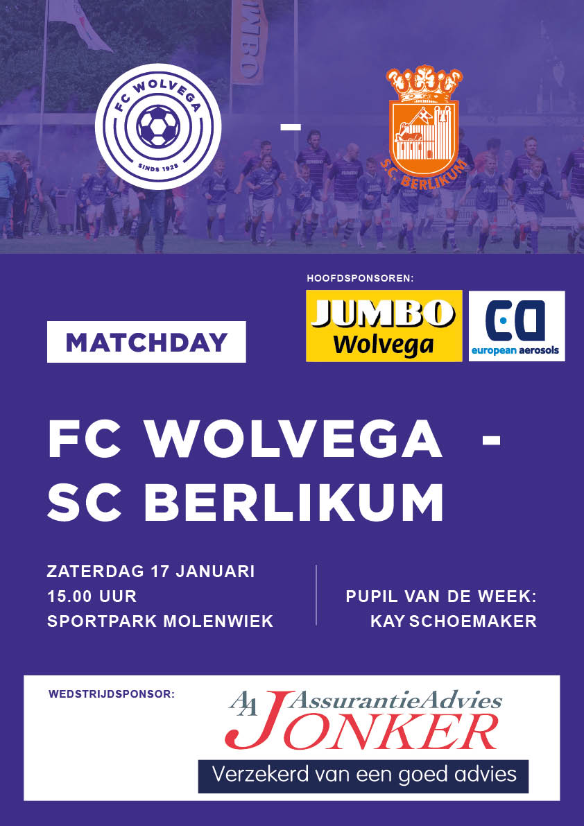 Wedstrijdaankondiging FC Wolvega 1 - SC Berlikum 1